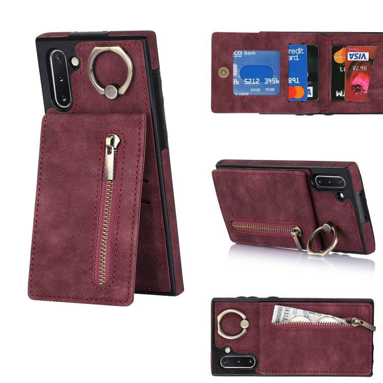 For Samsung Galaxy Note10 Retro Ring and Zipper RFID Card Slot Phone Case
