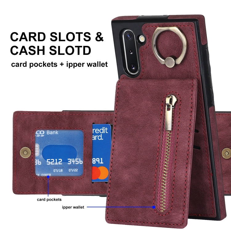 For Samsung Galaxy Note10 Retro Ring and Zipper RFID Card Slot Phone Case