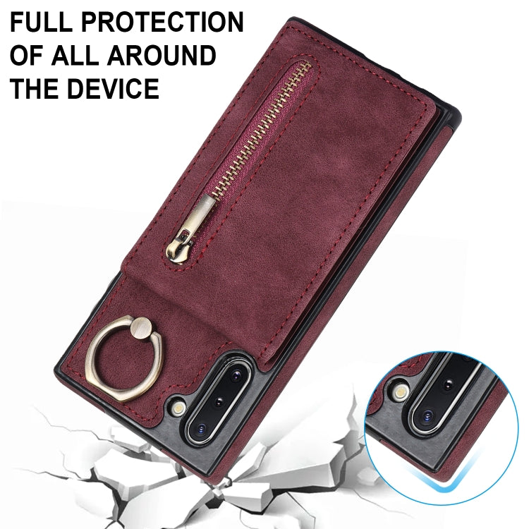 For Samsung Galaxy Note10 Retro Ring and Zipper RFID Card Slot Phone Case