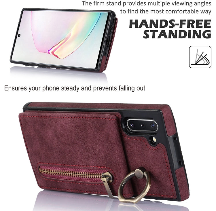 For Samsung Galaxy Note10 Retro Ring and Zipper RFID Card Slot Phone Case