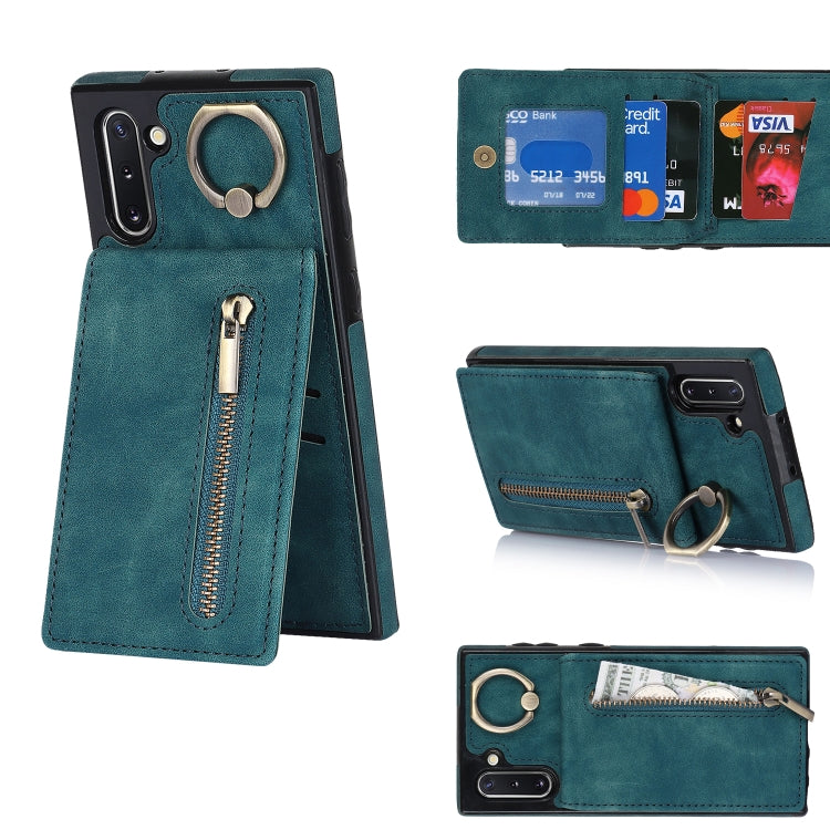 For Samsung Galaxy Note10 Retro Ring and Zipper RFID Card Slot Phone Case