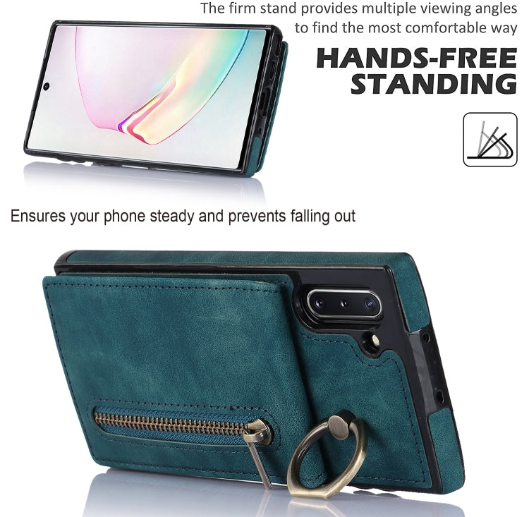 For Samsung Galaxy Note10 Retro Ring and Zipper RFID Card Slot Phone Case