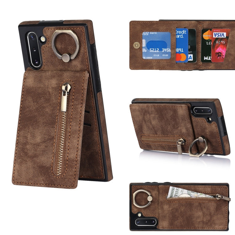 For Samsung Galaxy Note10 Retro Ring and Zipper RFID Card Slot Phone Case