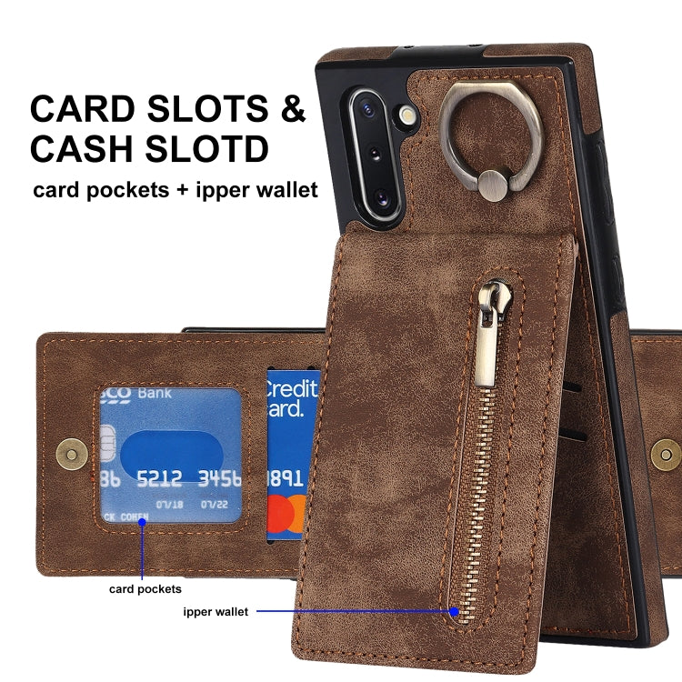 For Samsung Galaxy Note10 Retro Ring and Zipper RFID Card Slot Phone Case