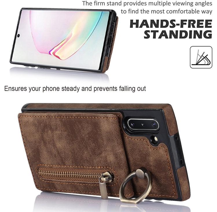 For Samsung Galaxy Note10 Retro Ring and Zipper RFID Card Slot Phone Case