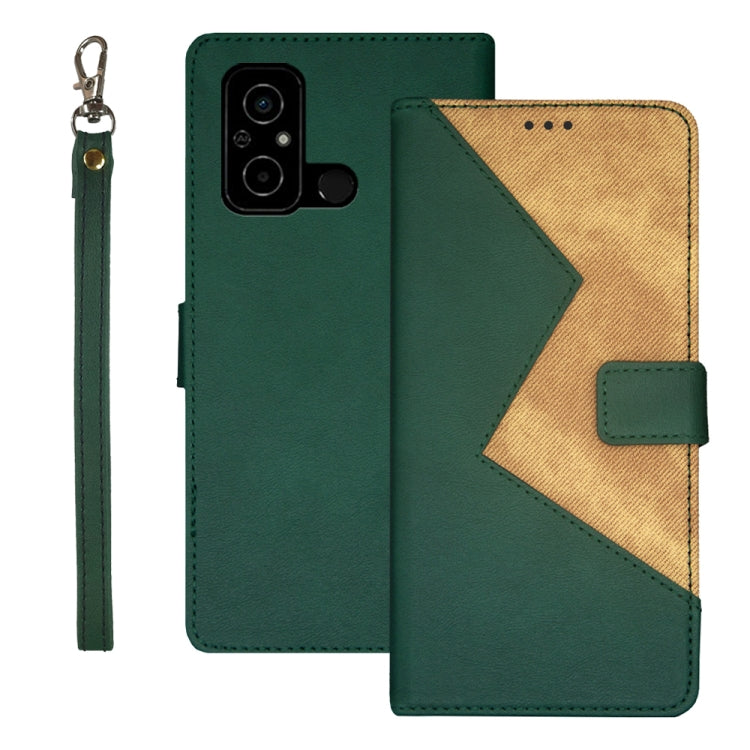 For Xiaomi Poco C55/Redmi 12C/Redmi 11A idewei Two-color Splicing Leather Phone Case