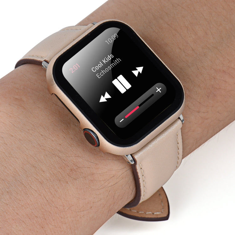 For Apple Watch Series 8&7 45mm Metal Frame + Tempered Glass Protector Case
