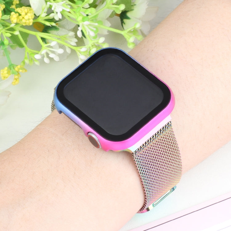 For Apple Watch Series 8&7 41mm Metal Frame + Tempered Glass Protector Case
