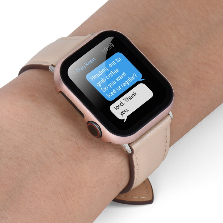 For Apple Watch Series 8&7 41mm Metal Frame + Tempered Glass Protector Case
