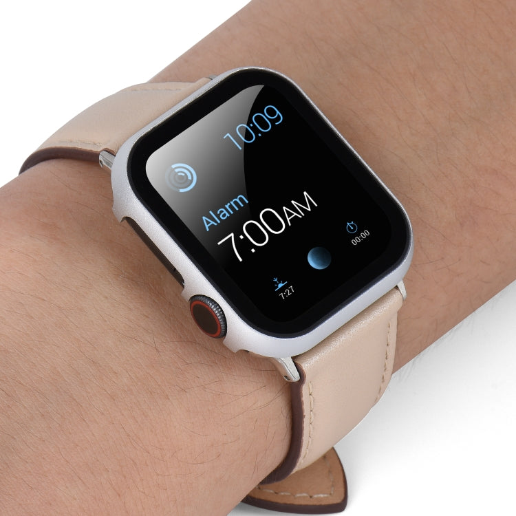 For Apple Watch Series 8&7 41mm Metal Frame + Tempered Glass Protector Case