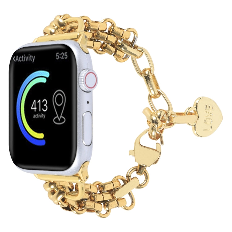 Stainless Steel Three Row Chain Watch Band For Apple Watch Ultra 49mm&Watch Ultra 2 49mm / Series 9&8&7 45mm / SE 3&SE 2&6&SE&5&4 44mm / 3&2&1 42mm