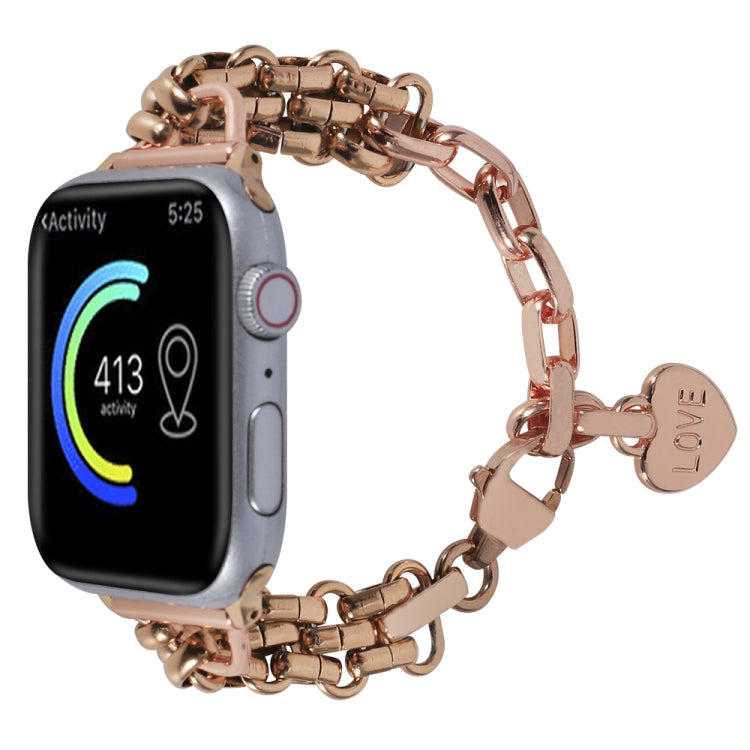 Stainless Steel Three Row Chain Watch Band For Apple Watch Ultra 49mm&Watch Ultra 2 49mm / Series 9&8&7 45mm / SE 3&SE 2&6&SE&5&4 44mm / 3&2&1 42mm