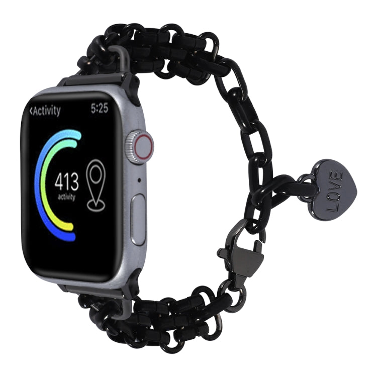 Stainless Steel Three Row Chain Watch Band For Apple Watch Series 9&8&7 41mm / SE 3&SE 2&6&SE&5&4 40mm / 3&2&1 38mm