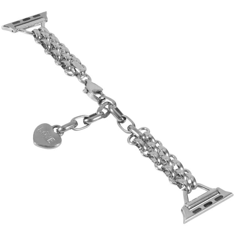Stainless Steel Three Row Chain Watch Band For Apple Watch Series 9&8&7 41mm / SE 3&SE 2&6&SE&5&4 40mm / 3&2&1 38mm