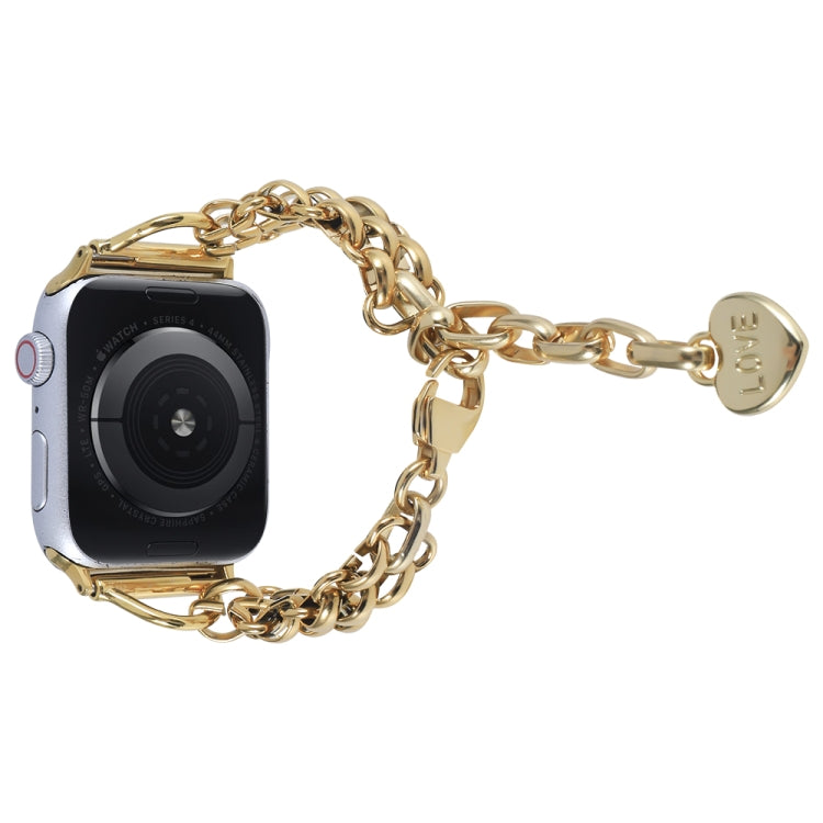 Stainless Steel Three Row Chain Watch Band For Apple Watch Series 9&8&7 41mm / SE 3&SE 2&6&SE&5&4 40mm / 3&2&1 38mm