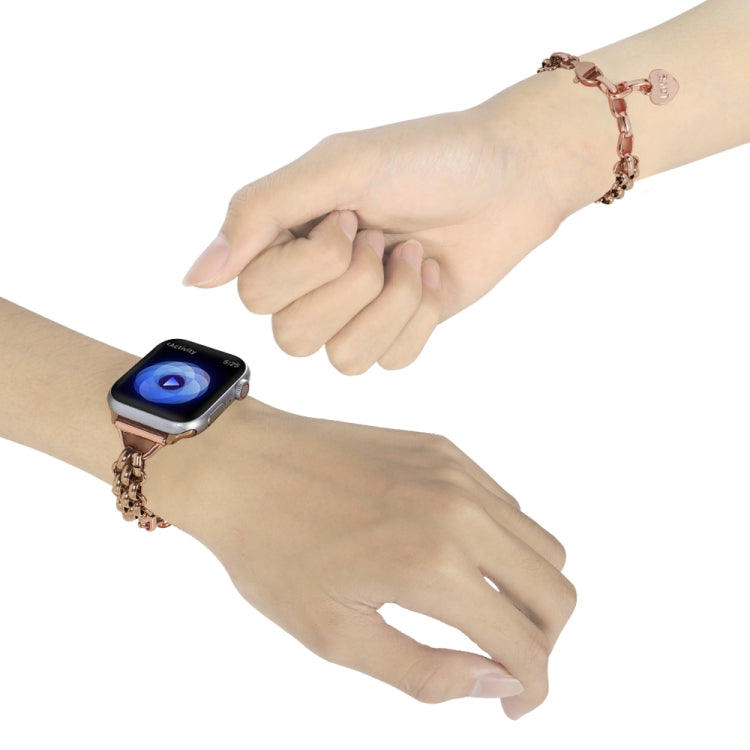 Stainless Steel Three Row Chain Watch Band For Apple Watch Series 9&8&7 41mm / SE 3&SE 2&6&SE&5&4 40mm / 3&2&1 38mm