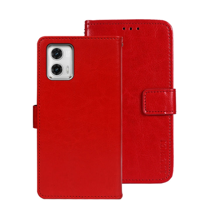 For Motorola Moto G73 idewei Crazy Horse Texture Leather Phone Case with Holder
