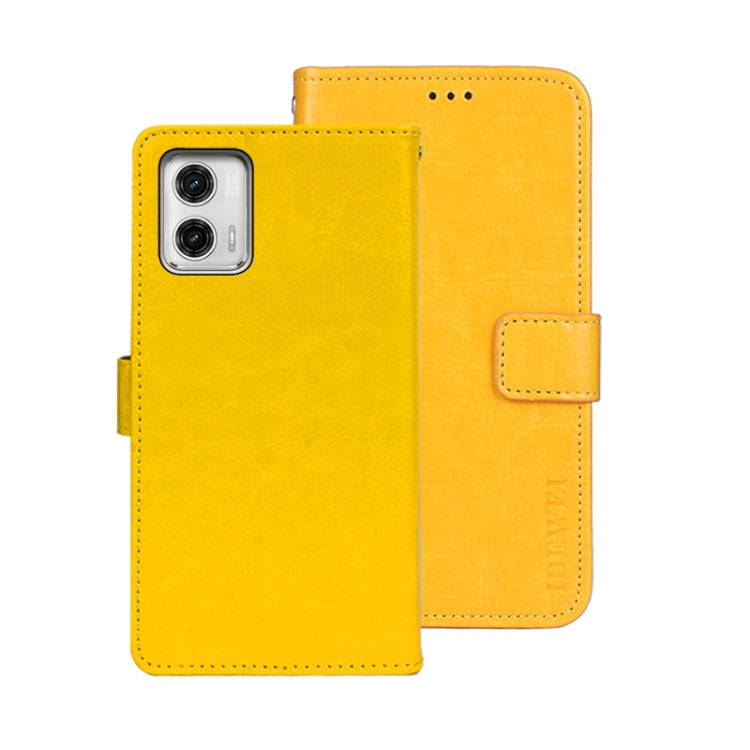 For Motorola Moto G73 idewei Crazy Horse Texture Leather Phone Case with Holder