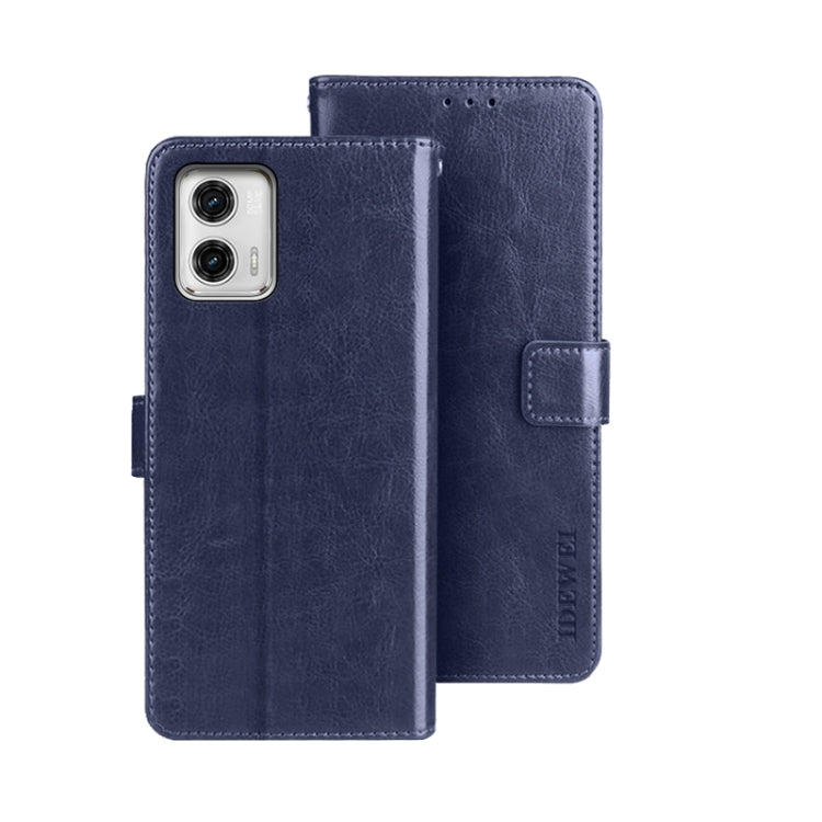 For Motorola Moto G73 idewei Crazy Horse Texture Leather Phone Case with Holder