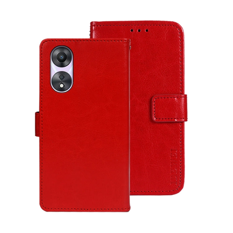 For OPPO A78 5G Global/A58x/A58 5G idewei Crazy Horse Texture Leather Phone Case with Holder