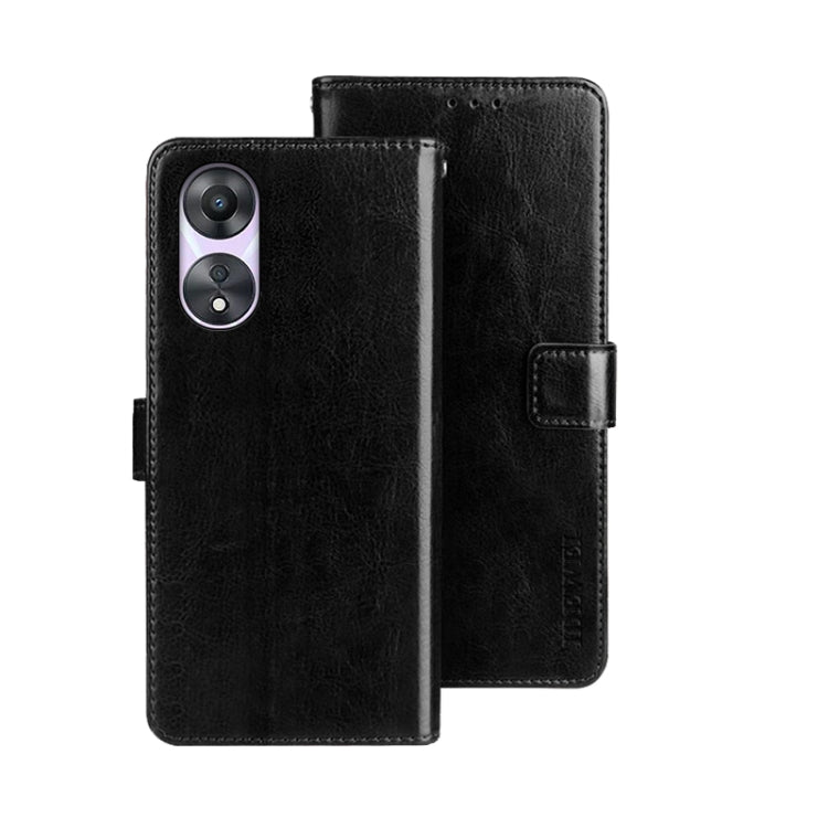 For OPPO A78 5G Global/A58x/A58 5G idewei Crazy Horse Texture Leather Phone Case with Holder