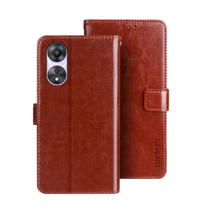 For OPPO A78 5G Global/A58x/A58 5G idewei Crazy Horse Texture Leather Phone Case with Holder