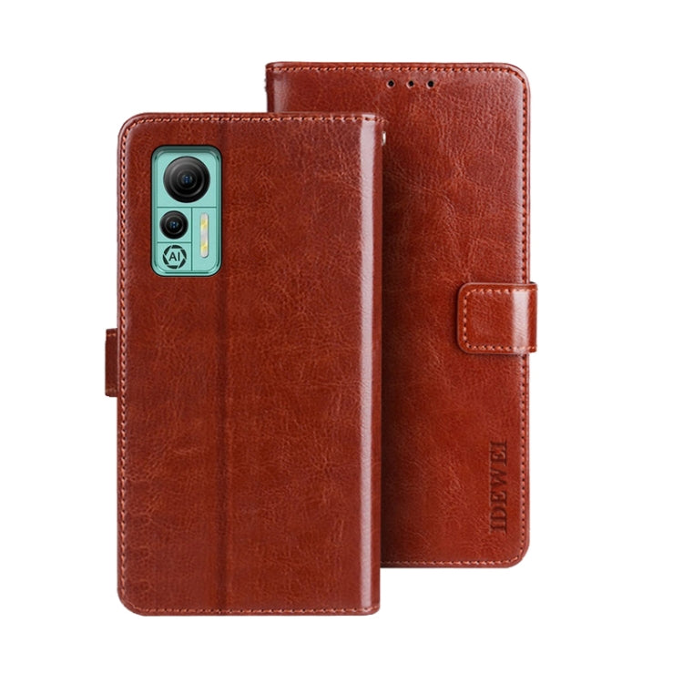 For Ulefone Note 14 idewei Crazy Horse Texture Leather Phone Case with Holder