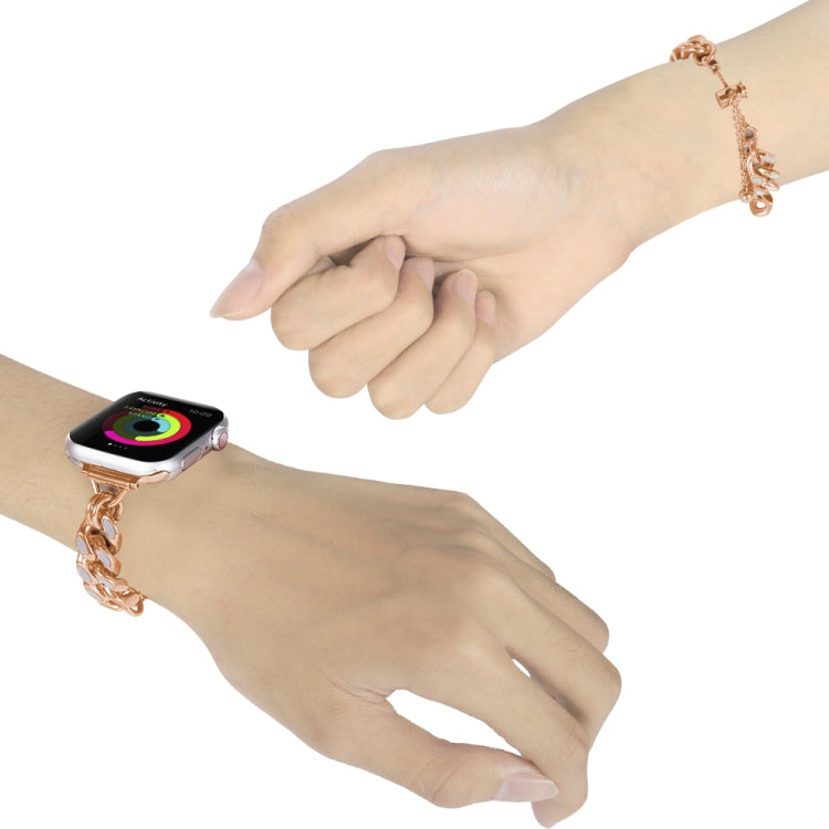 Metal Night Light Chain Watch Band For Apple Watch Series 9&8&7 41mm / SE 3&SE 2&6&SE&5&4 40mm / 3&2&1 38mm