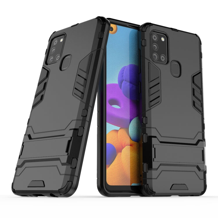 For Galaxy A21s PC + TPU Shockproof Protective Case with Holder