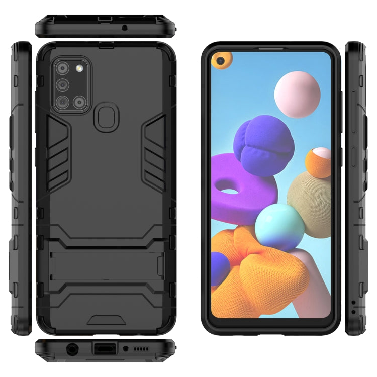 For Galaxy A21s PC + TPU Shockproof Protective Case with Holder