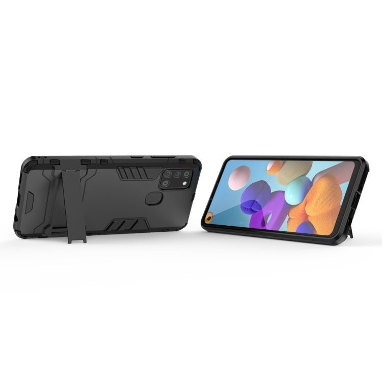 For Galaxy A21s PC + TPU Shockproof Protective Case with Holder