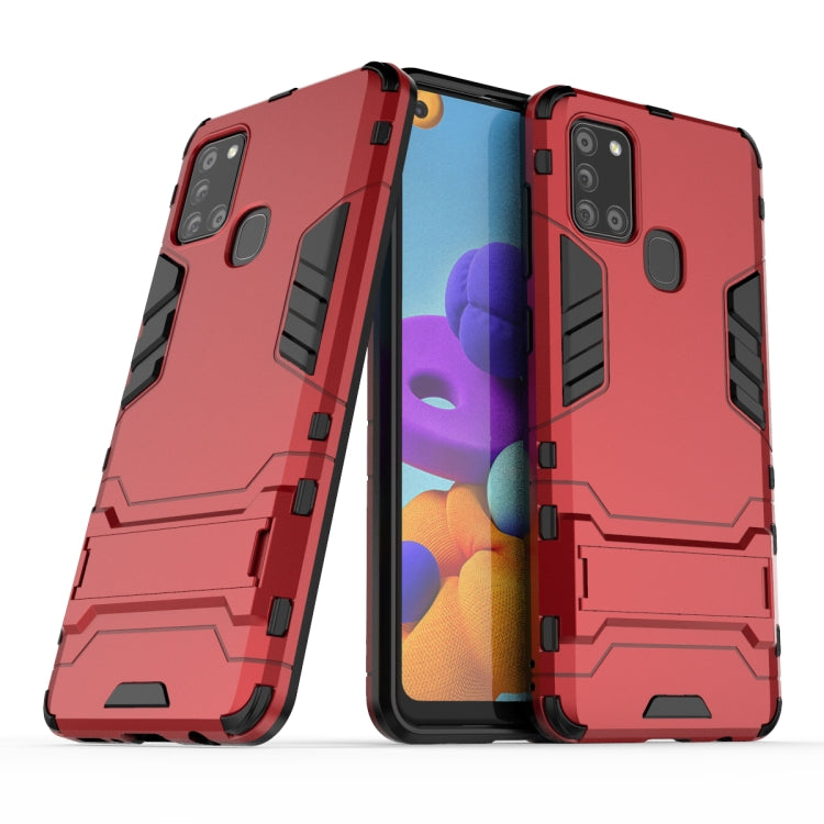 For Galaxy A21s PC + TPU Shockproof Protective Case with Holder