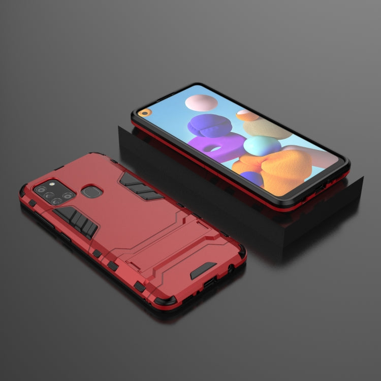 For Galaxy A21s PC + TPU Shockproof Protective Case with Holder