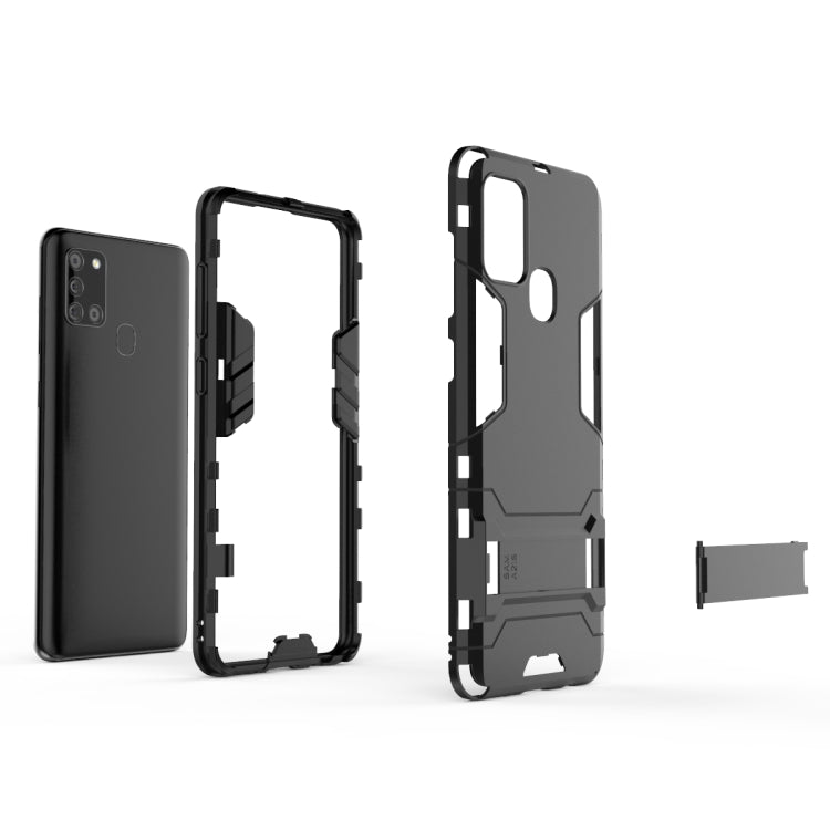 For Galaxy A21s PC + TPU Shockproof Protective Case with Holder