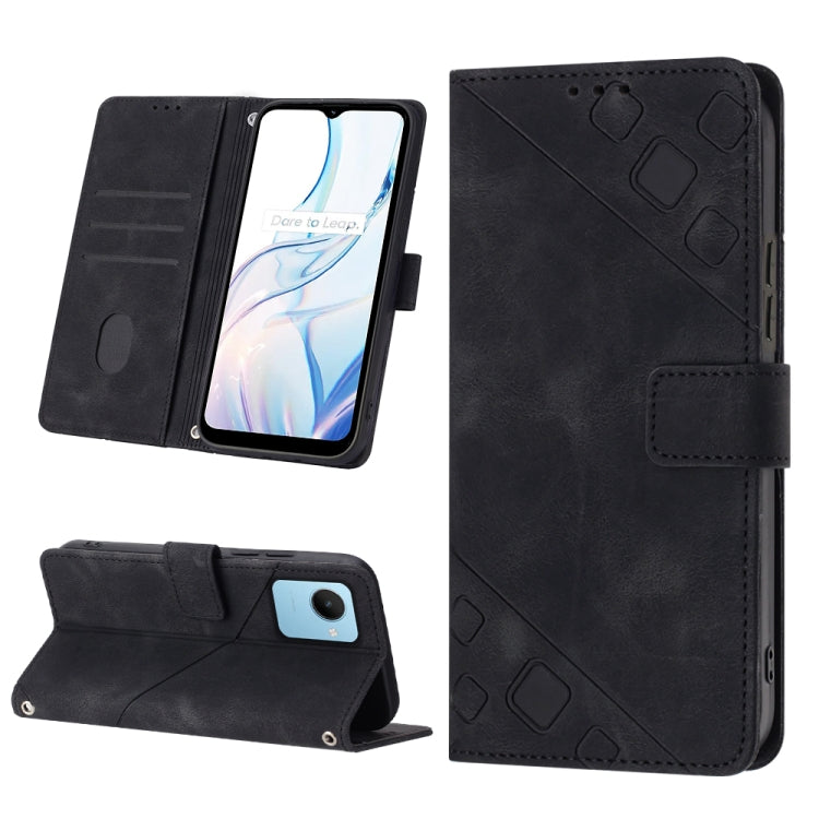 For Realme C30s Skin-feel Embossed Leather Phone Case