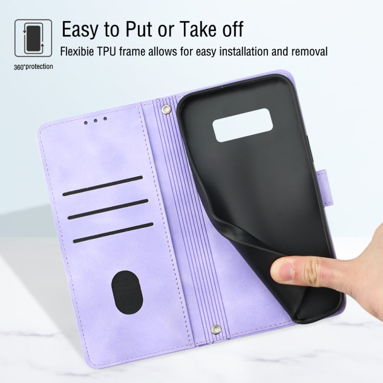 For Samsung Galaxy S8 Skin-feel Embossed Leather Phone Case