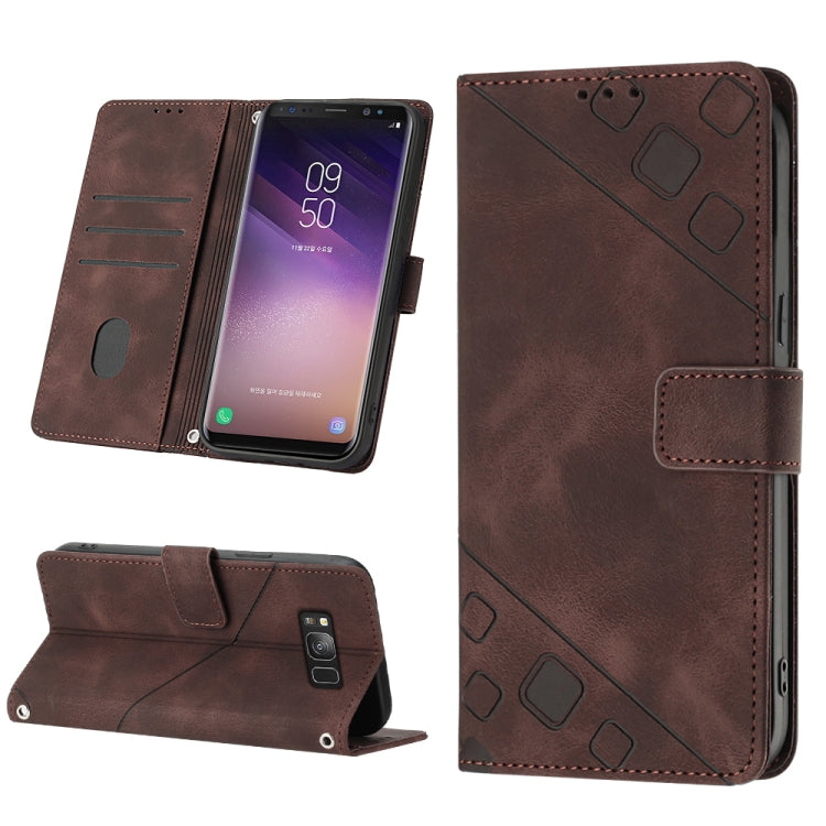 For Samsung Galaxy S8 Skin-feel Embossed Leather Phone Case
