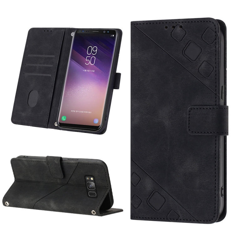 For Samsung Galaxy S8 Skin-feel Embossed Leather Phone Case
