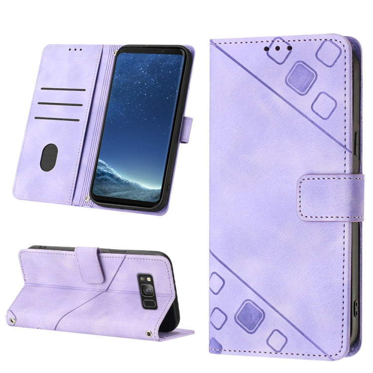 For Samsung Galaxy S8+ Skin-feel Embossed Leather Phone Case
