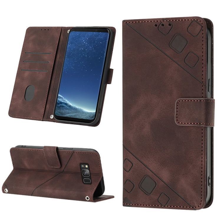 For Samsung Galaxy S8+ Skin-feel Embossed Leather Phone Case