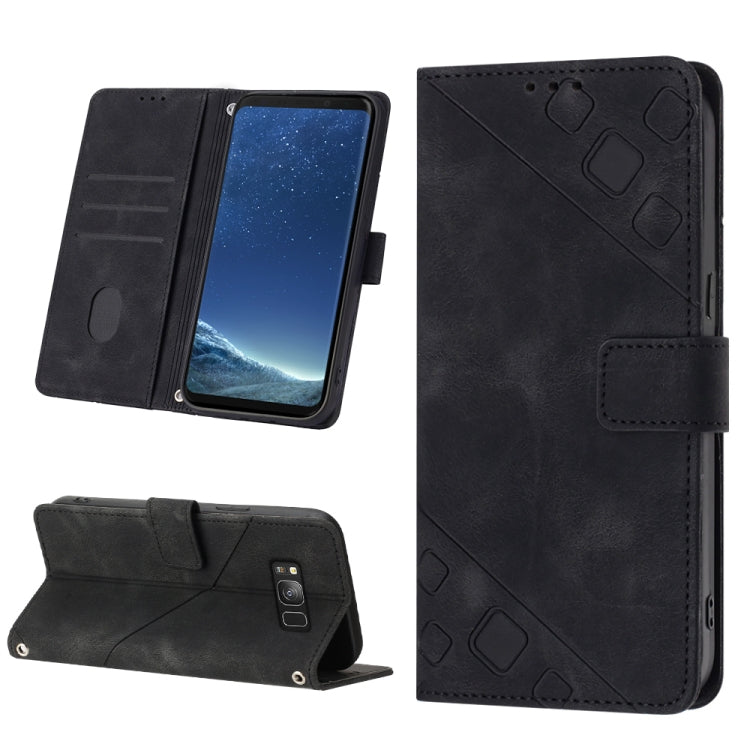 For Samsung Galaxy S8+ Skin-feel Embossed Leather Phone Case
