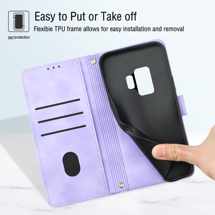 For Samsung Galaxy S9 Skin-feel Embossed Leather Phone Case
