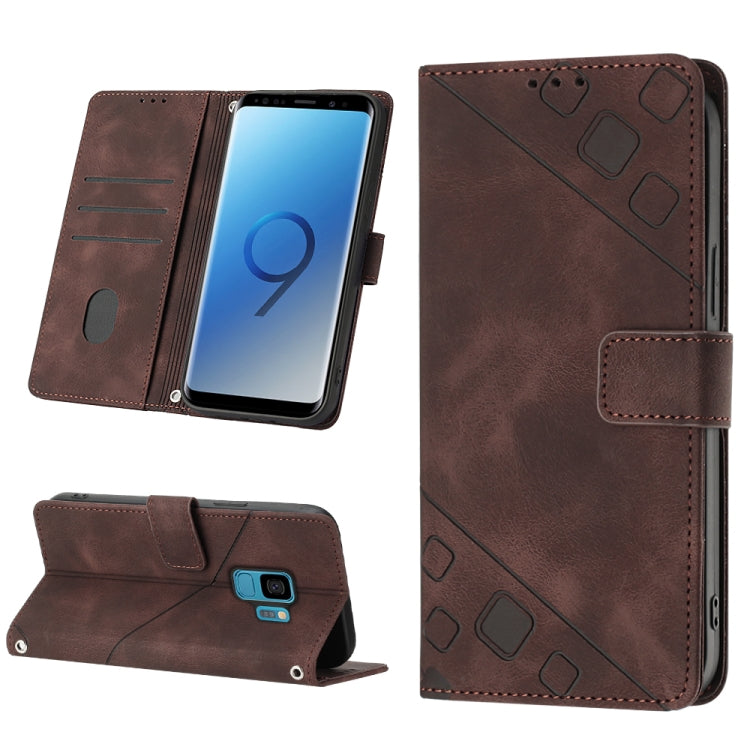 For Samsung Galaxy S9 Skin-feel Embossed Leather Phone Case