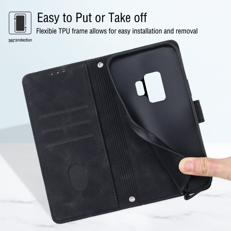 For Samsung Galaxy S9 Skin-feel Embossed Leather Phone Case