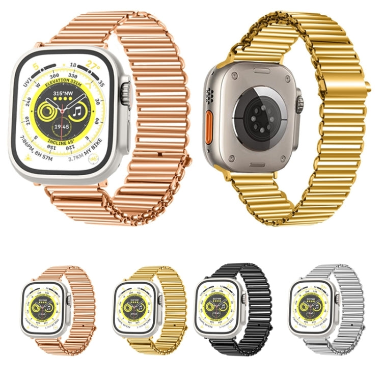 Chain Buckle Stainless Steel Watch Band For Apple Watch Series 9&8&7 41mm / SE 3&SE 2&6&SE&5&4 40mm / 3&2&1 38mm