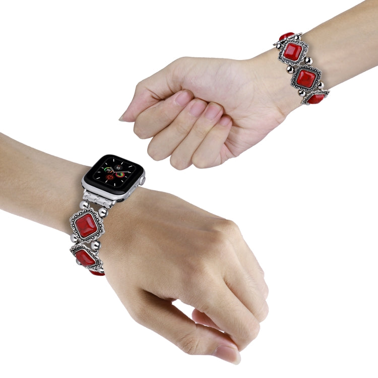 Retro Pine Stone Metal Watch Band For Apple Watch Ultra 49mm&Watch Ultra 2 49mm / Series 9&8&7 45mm / SE 3&SE 2&6&SE&5&4 44mm / 3&2&1 42mm