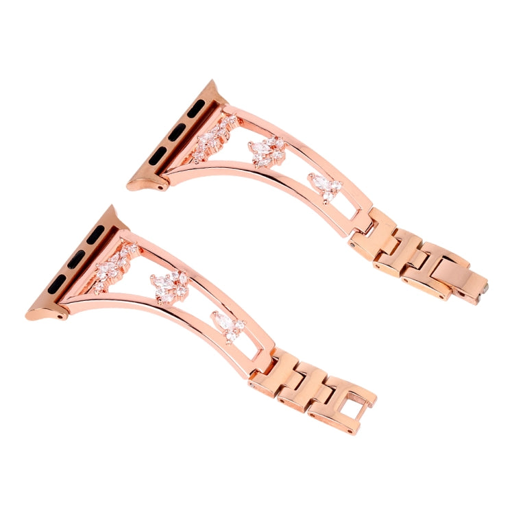 Zircon Metal Copper Watch Band For Apple Watch Ultra 49mm&Watch Ultra 2 49mm / Series 9&8&7 45mm / SE 3&SE 2&6&SE&5&4 44mm / 3&2&1 42mm