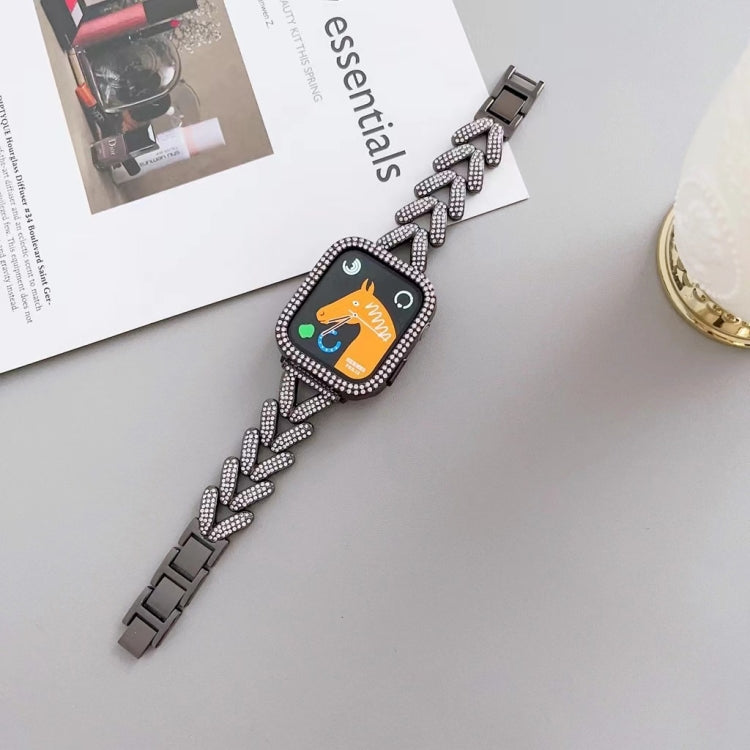 Triangle Diamond Metal Watch Band For Apple Watch Ultra 49mm&Watch Ultra 2 49mm / Series 9&8&7 45mm / SE 3&SE 2&6&SE&5&4 44mm / 3&2&1 42mm