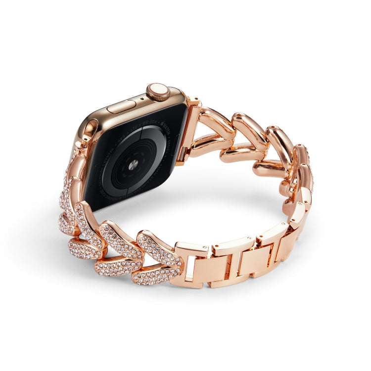 Triangle Diamond Metal Watch Band For Apple Watch Ultra 49mm&Watch Ultra 2 49mm / Series 9&8&7 45mm / SE 3&SE 2&6&SE&5&4 44mm / 3&2&1 42mm