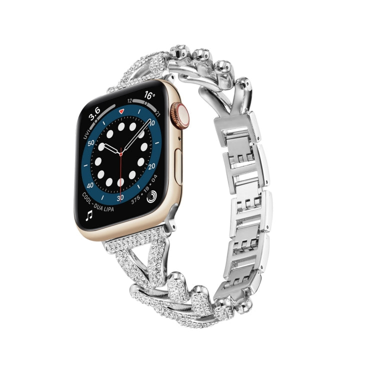 Triangle Diamond Metal Watch Band For Apple Watch Ultra 49mm&Watch Ultra 2 49mm / Series 9&8&7 45mm / SE 3&SE 2&6&SE&5&4 44mm / 3&2&1 42mm